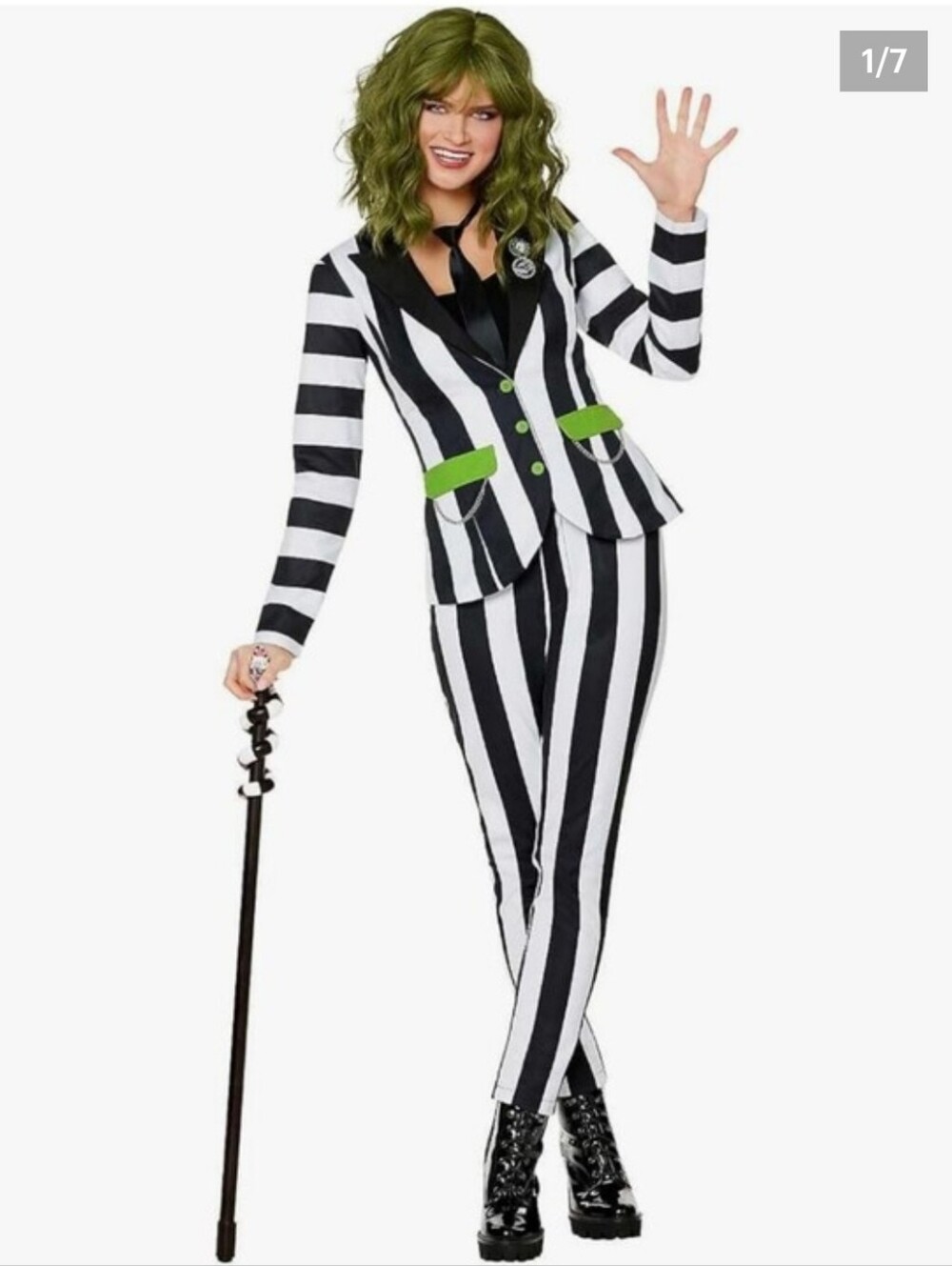 Spirit Halloween Beetlejuice Suit Striped Suit in Black & White Size Medium Like